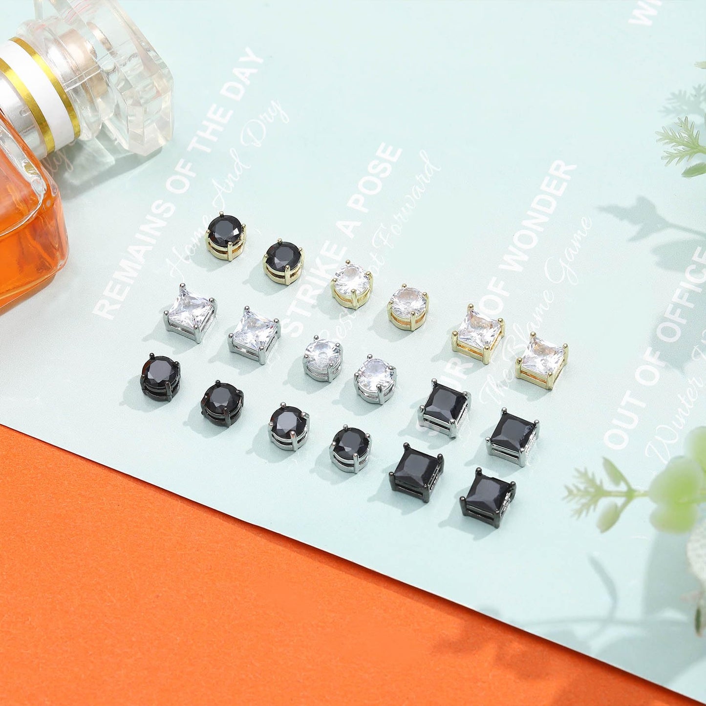 NEWITIN 9 Pairs Magnetic Earrings for Men Clip on Earring Stainless Steel Magnet Earring Unisex Hoop Dangle Cross CZ Studs Non Piercing Magnetic Stud Earrings for Men Women