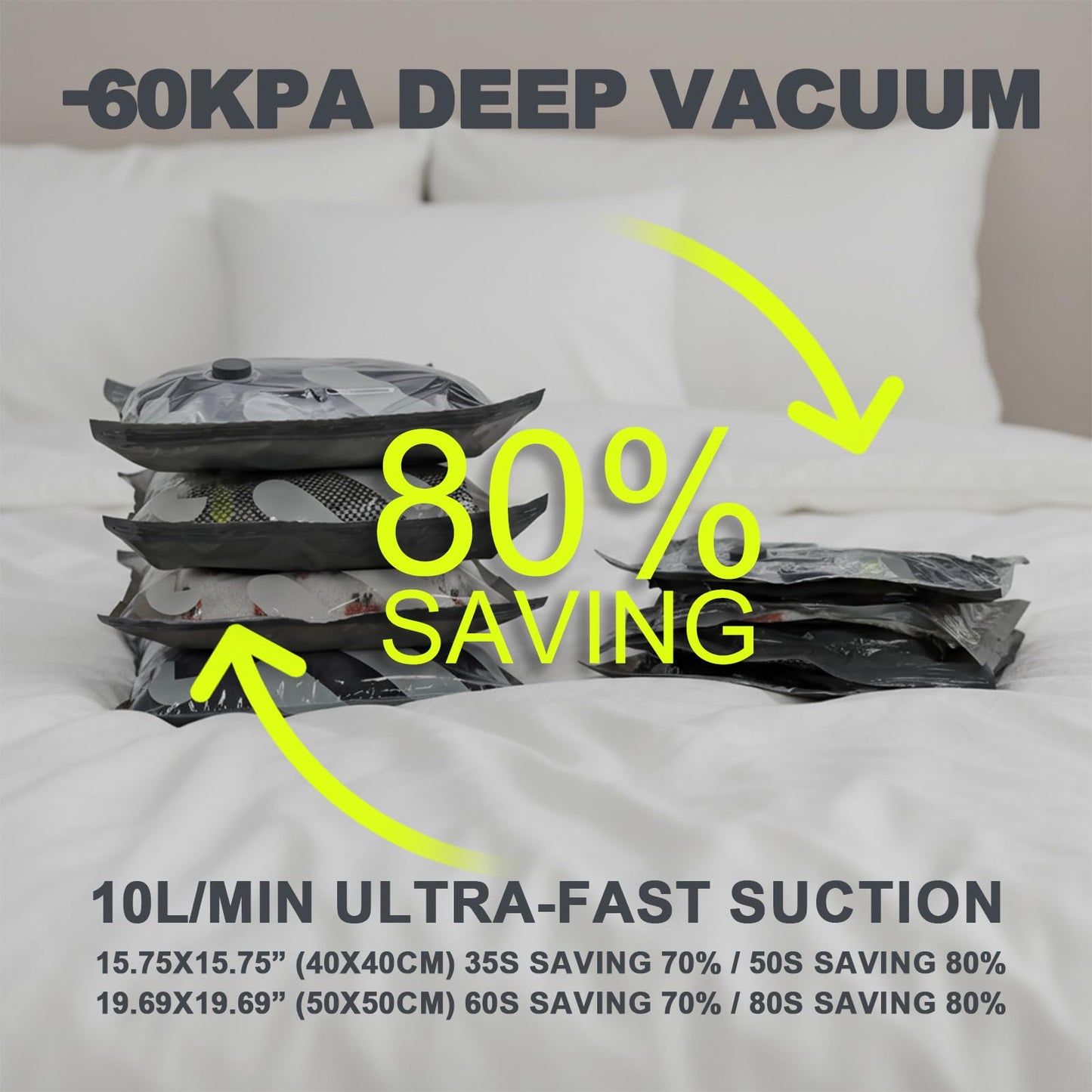 Vacloong Vacuum Storage Bags for Travel with Portable Electric Pump, 8 Packs Vacuum Seal Bags for Clothing with High Pressure Pump, Compression Packing Space Saver, Portable Travel Bags for Luggage
