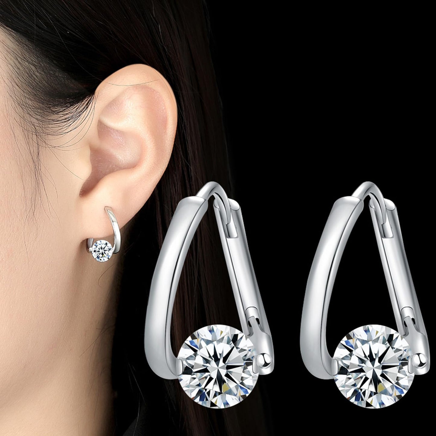 Halolux Lymphatic Germanium Earrings for Women, 2 Pairs Dainty CZ Zircon Acupressure Earrings for Lymphvity Drainage Support Hypoallergenic Ear Jewelry Gift (Silver1)
