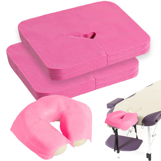 200 Pieces Disposable Face Cradle Covers Massage Headrest Covers for Massage Tables and Massage Chairs Beauty Spa Salon Bed, 11.8 x 15.7 Inches (Pink)