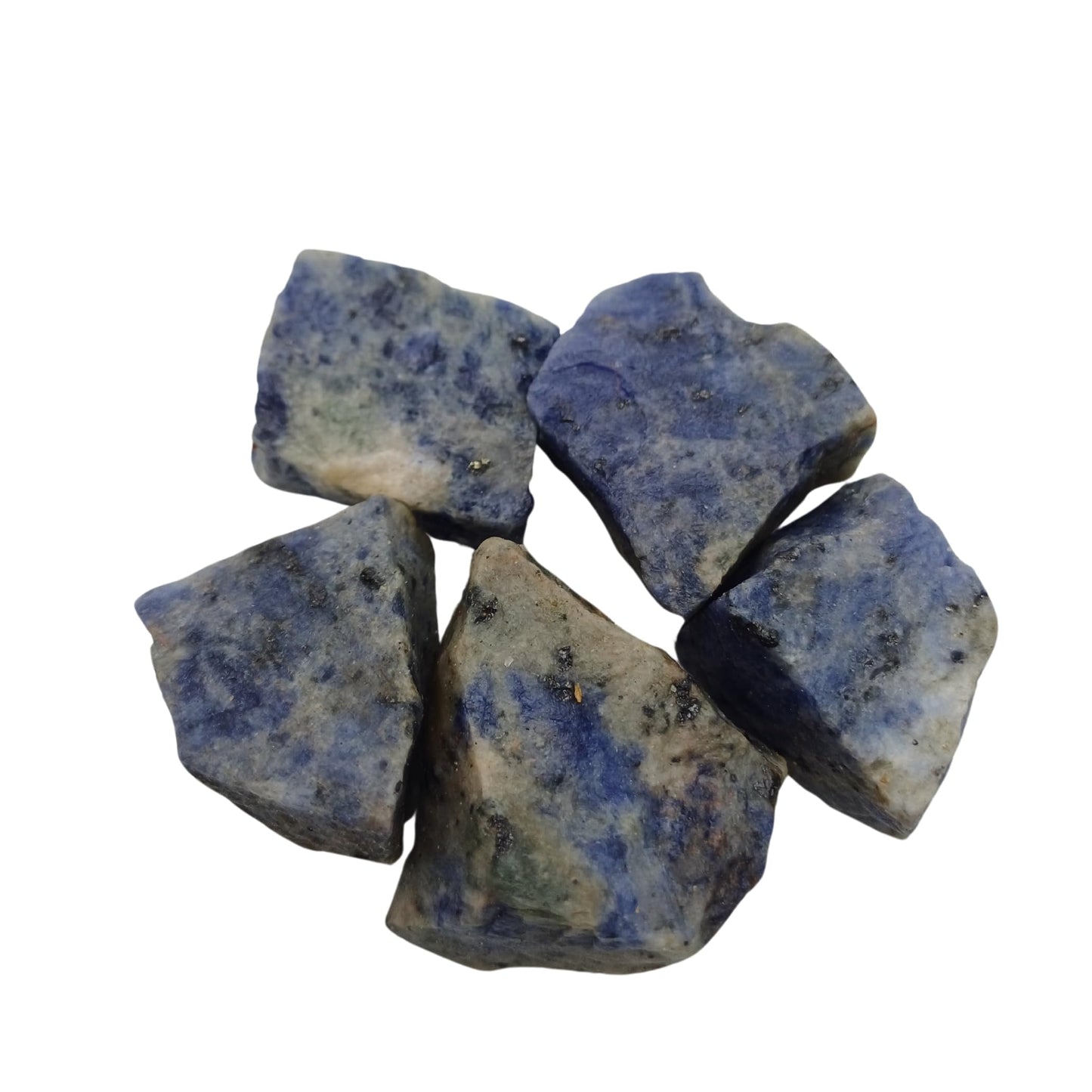 Karma Gems 5 Pcs Sodalite Natural Crystals - Raw Tumbling Rocks and Collections for Kids - Cool Agate Crystal and Stones - Chakra Energy Balancing, Meditation, and Reiki Practices