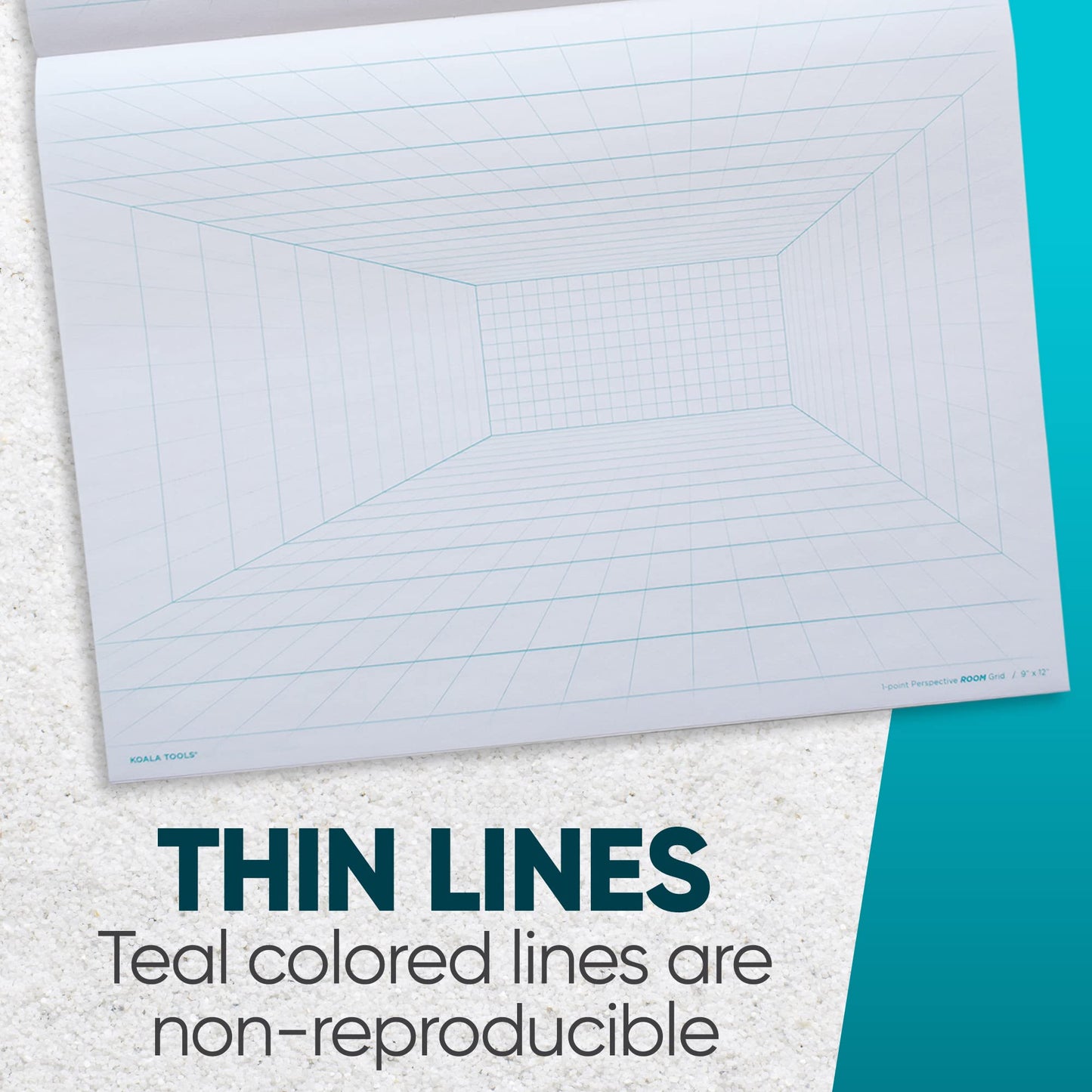 Koala Tools | Drawing Perspective (1 and 2-Point) Large Sketch Pad (1 Point - 9 x 12)