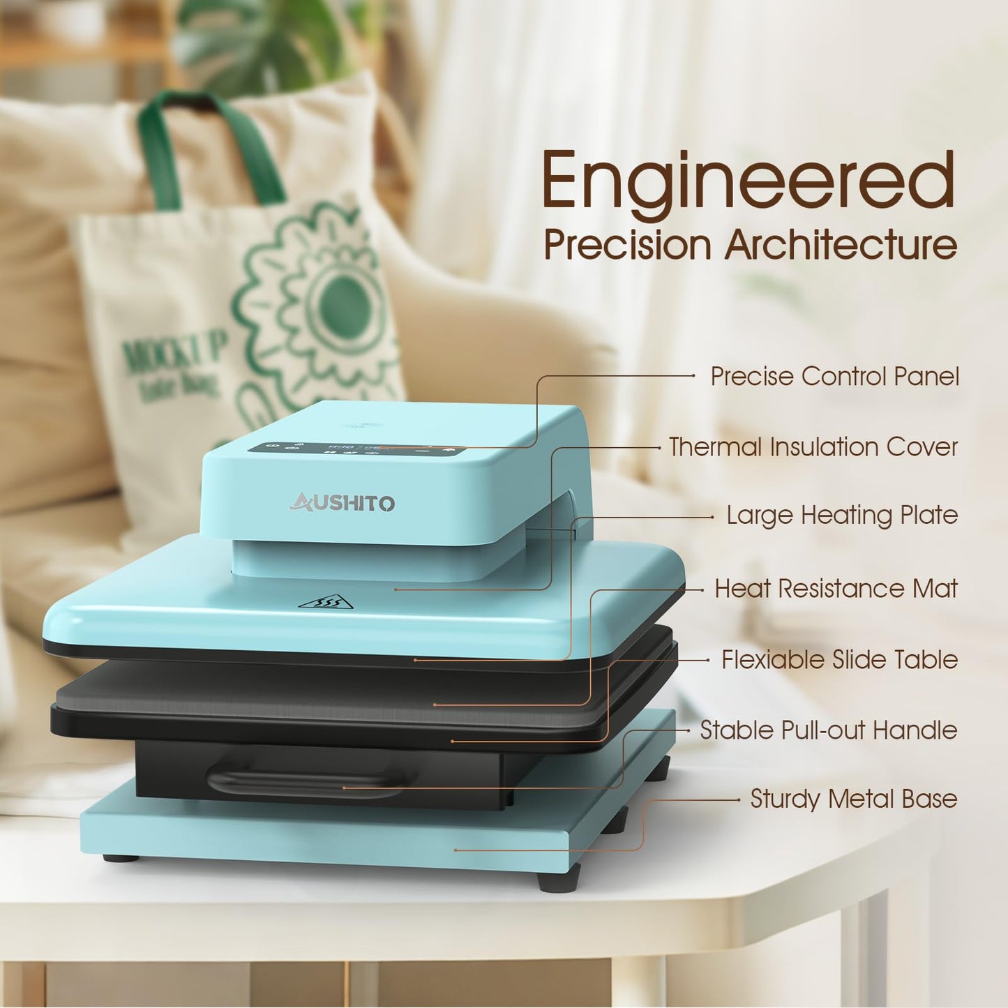 AUSHITO Upgraded Auto Heat Press - Heat Press Machine for T Shirts with Adjustable Pressure & Higher Heating Height, Heats Up Fast & Evenly Heat Press 15x15 for HTV, Sublimation, Heat Transfer Project