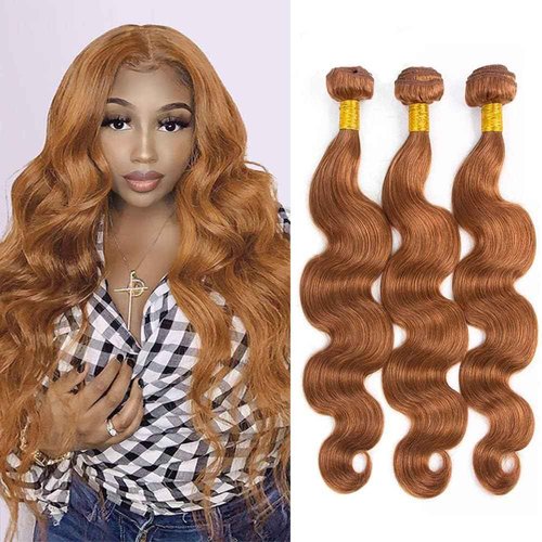 Habiliana Bundles Human Hair 24 26 28 Inch Body Wave 30 Light Brown Human Hair Bundles 11A Unprocessed Brazilian Virgin Quick Weave Hair Extensions for Black Women