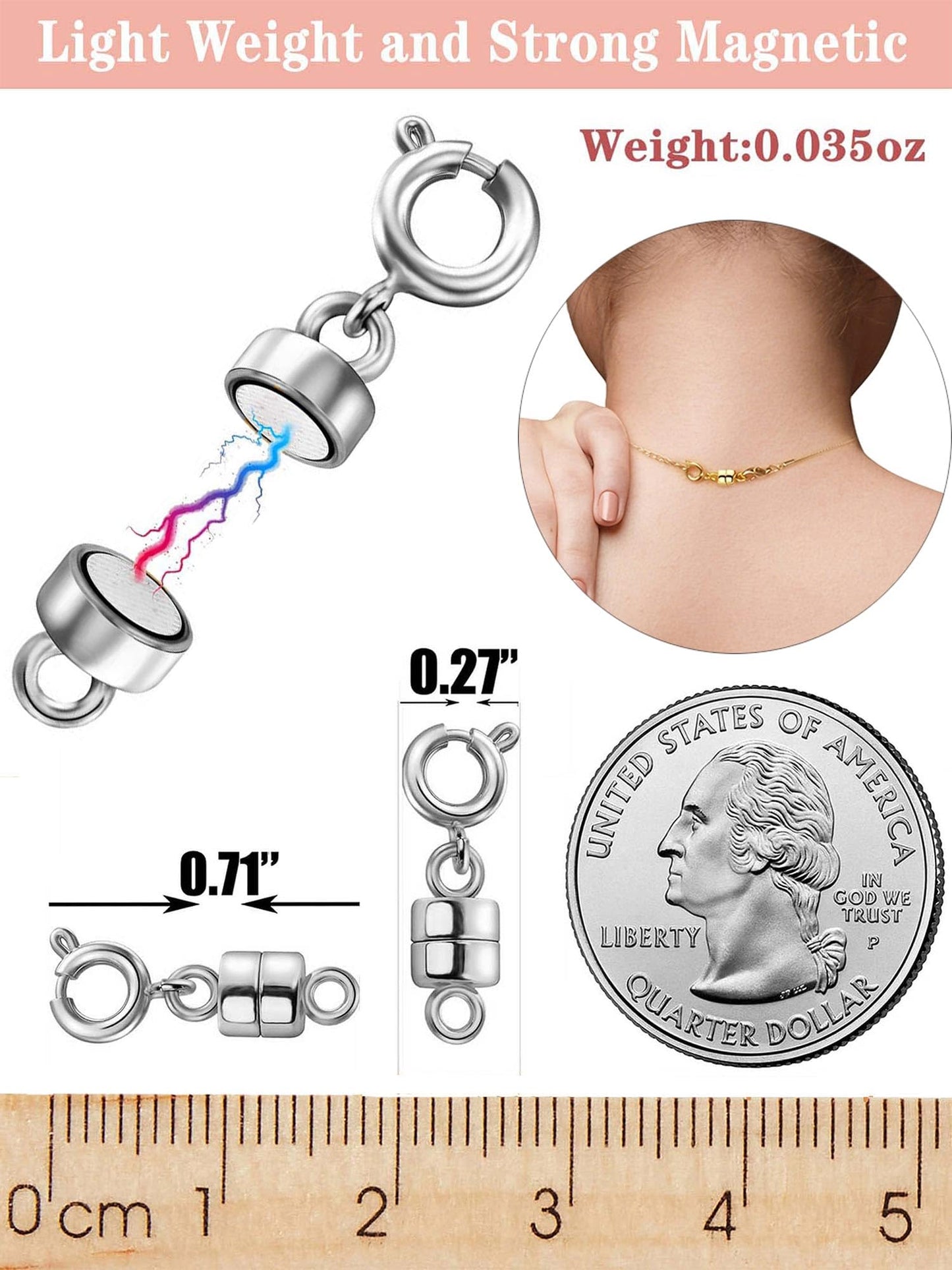 Dailyacc Magnetic Necklace Clasps and Closures - Safety 14 K Gold and Silver Jewelry Converters for Bracelets Chain Extender