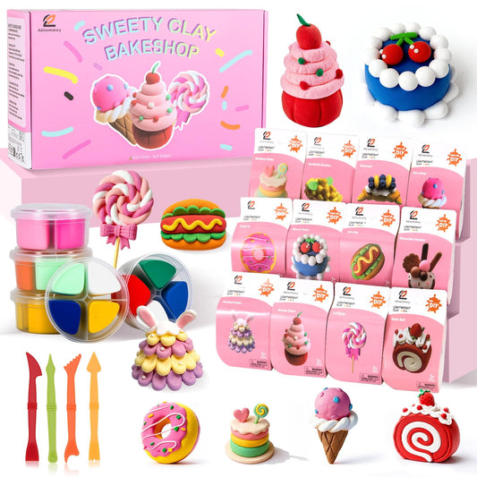 Air Dry Clay Kit for Kids | 12 Pack with 4 Colors & 12 Sculpting Guides | Non-Toxic, Easy to Use Creative Gift for Ages 3+ | Holiday Gifts, Birthday Gifts, Party Favors & Craft Supplies