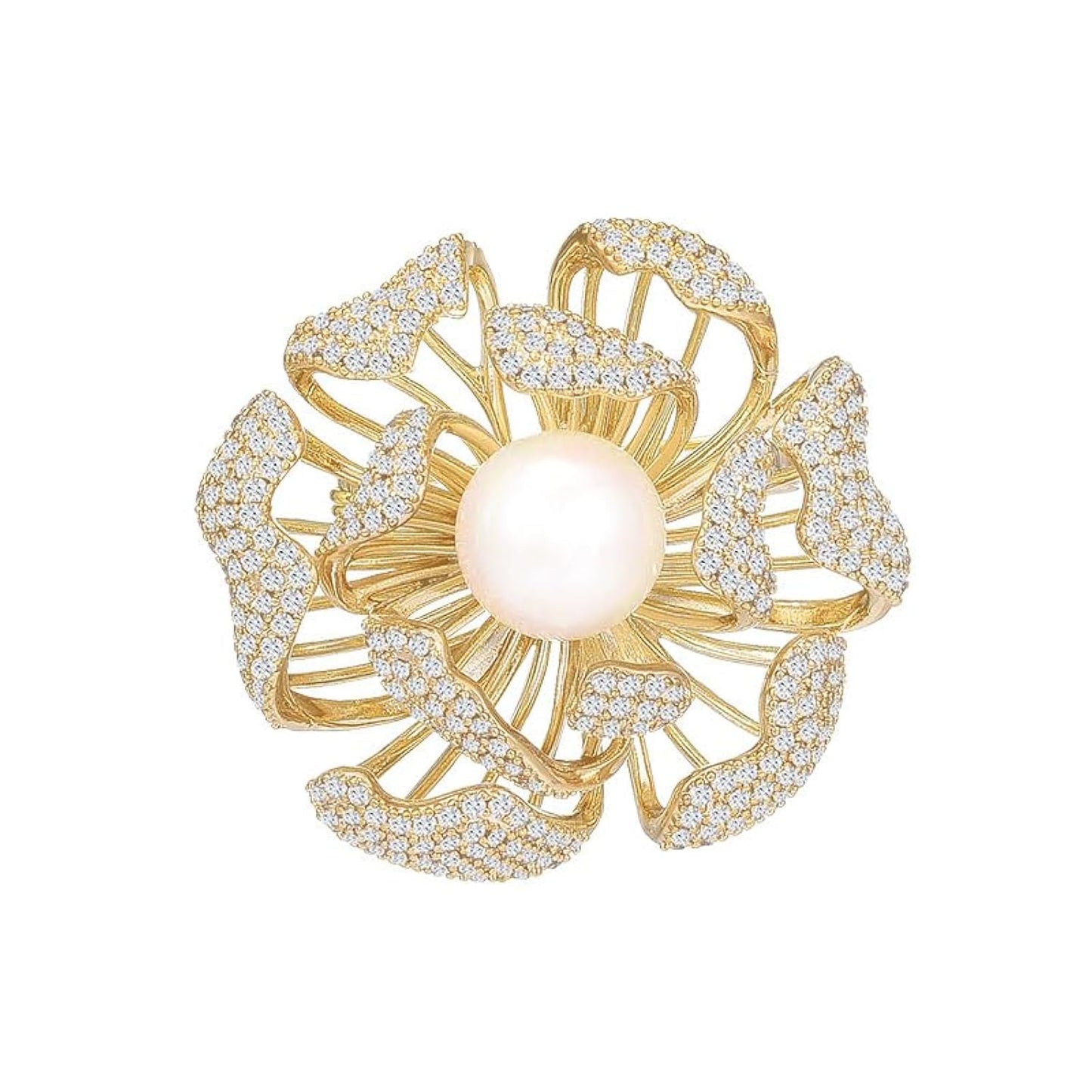 AILONMEI Brooches for Women Fashion, Elegant Designer Costume Corsage Pearl Brooches & Pins Christmas Gift (Lotus)