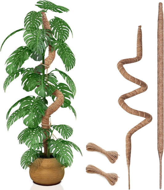 2 Pack 60 Inch Moss Pole, Bendable Moss Pole for Plants Monstera, Tall Moss Poles for Climbing Plants Indoor, Large Support, Garden Trellis Stick Stakes for Plant