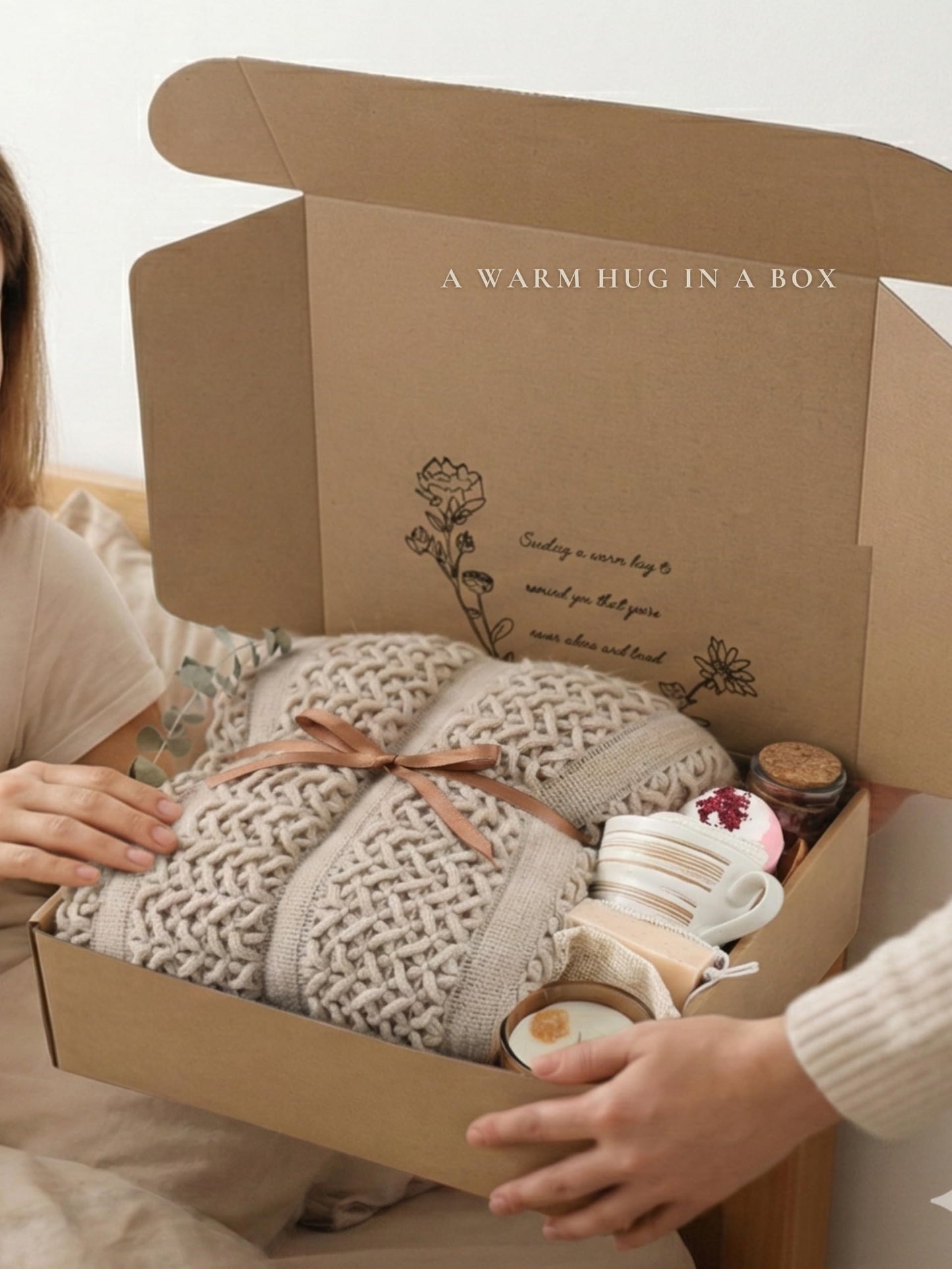 CASTATEO Cozy Care Package for Women – Warm & Comforting Thinking of You Gift Box for Birthday,BES Friend Gift, Get Well Soon, Sympathy, Self Care,Cancer Care & Encouragement(TAN)