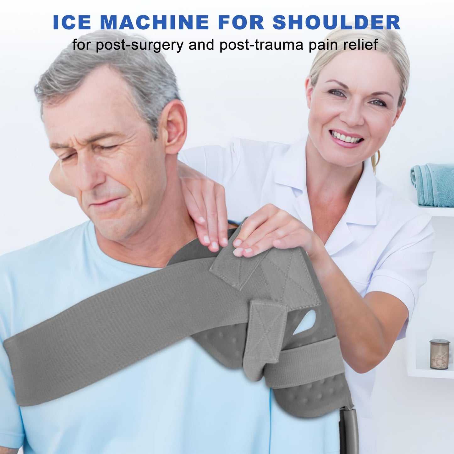 Cold Therapy Machine for Shoulder After Surgery, Shoulder Ice Machine Post Surgery, Ice Machine for Shoulder After Surgery with Leak-Proof Design,Timer, 5-Level Flow, 9 QT