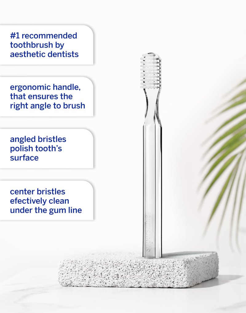 Supersmile New Generation Toothbrush, Clear, 2 Pack Toothbrush, Patented 45° Angled Soft Bristle Toothbrush with DuPont® Bristles, Ergonomic Handle, Safe for Veneers
