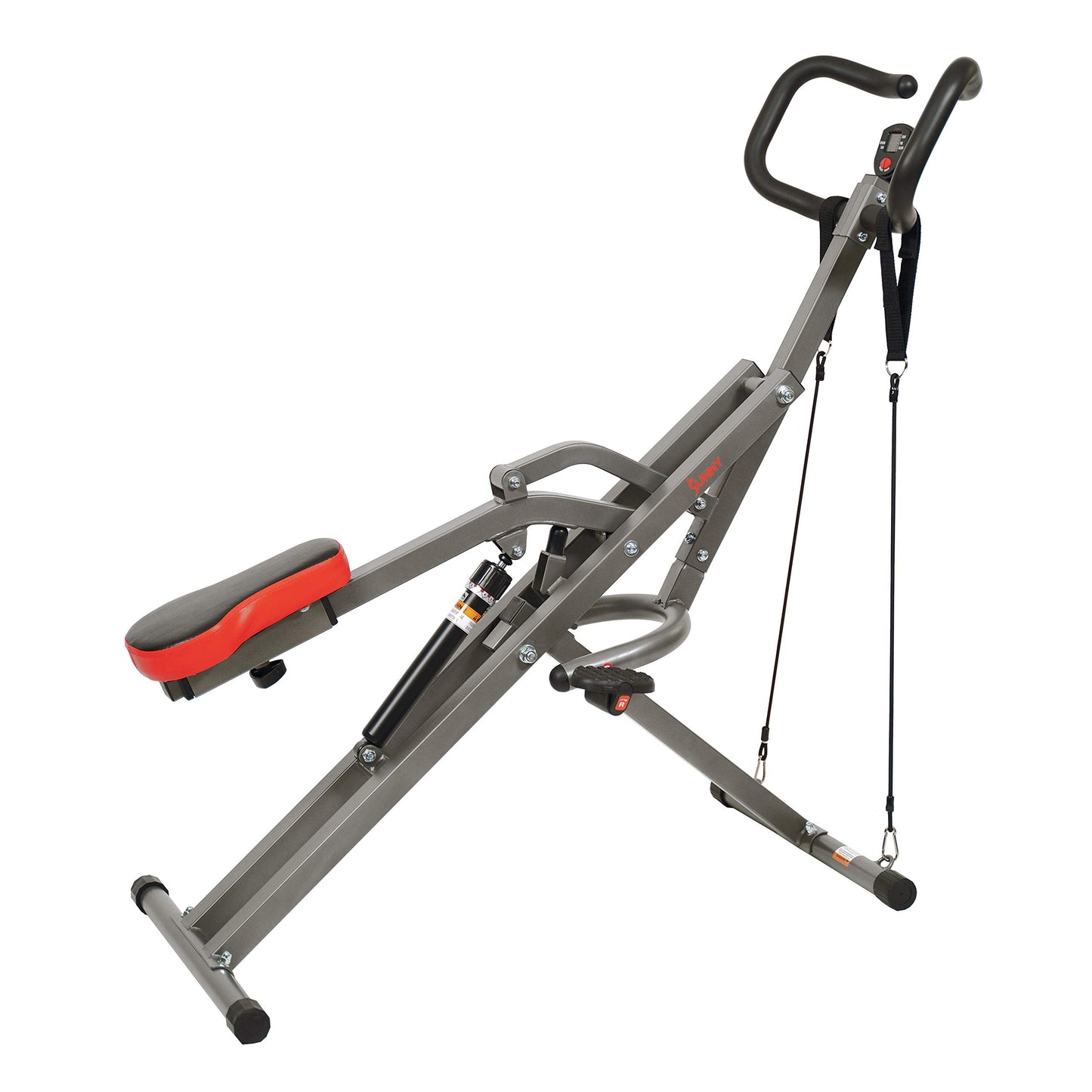 Sunny Health & Fitness Row-N-Ride PRO Squat Machine for Home, Foldable 300 LB Capacity Rower with 12 Level Resistance Rower, Easy Setup Full Body Exercise Equipment Rowing Machine - SF-A020052