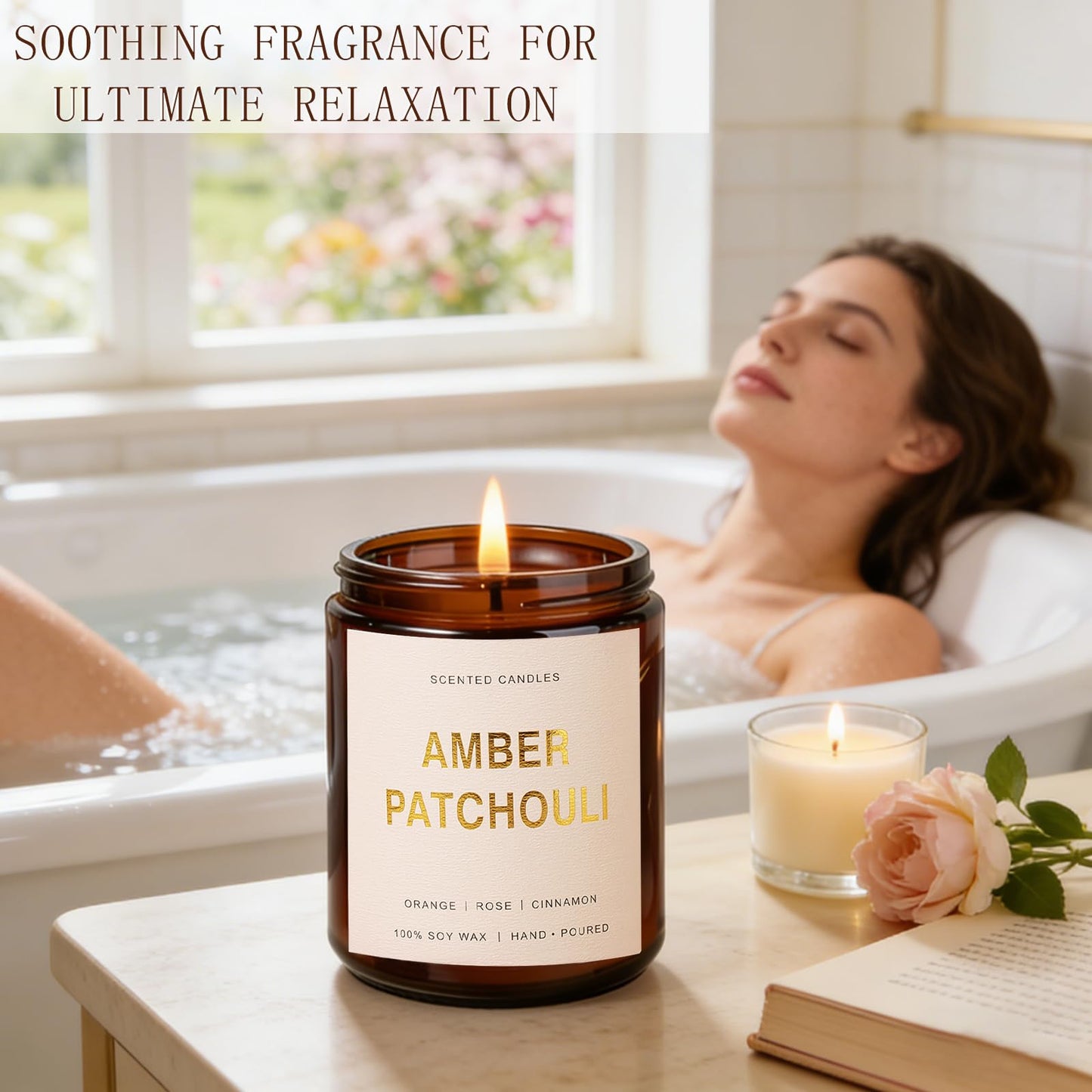 Candles for Home Scented, 4 Pack Soy Candle Non Toxic, Spring Scented Candles with Lavender Thyme, Magnolia & Sandalwood, Amber Patchouli, Lemon Eucalyptus - Candle Gifts Set for Women & Mothers Day