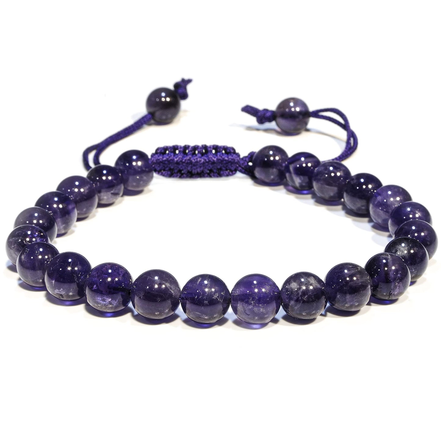 ANAYA AGATE Healing Crystal Bracelet – Chic Gemstone Bracelet for Men and Women – 8mm Round Bead Bracelets for Spiritual Healing, Protection, Positive Energy - Amethyst