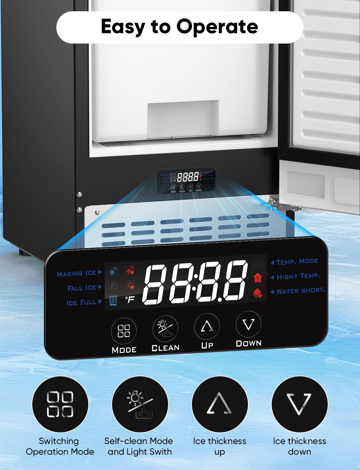 Coolski 15" W Commercial Under Counter Ice Maker Machine, 80 Lbs/Day, Bulit-in Freestanding Ice Machine, Self-Cleaning, Stainless Steel Ice Maker for Home Apartment & Commercial Use
