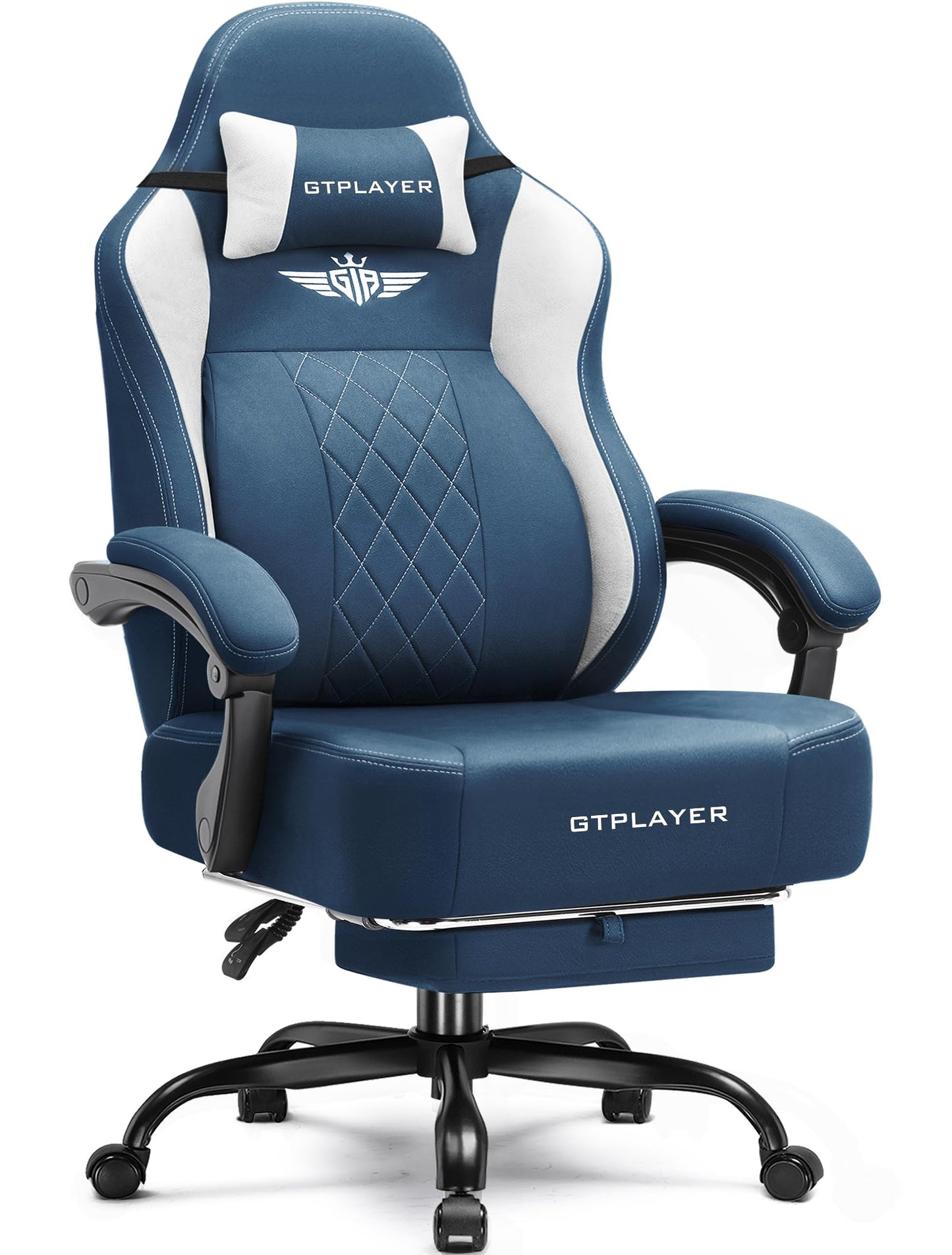 GTPLAYER Big and Tall Gaming Chair Breathable Fabric Computer Chair with Strong Lumbar Support, Comfortable Office Chairs with Pocket Spring Cushion, High Back Ergonomic Desk Chairs with Footrest