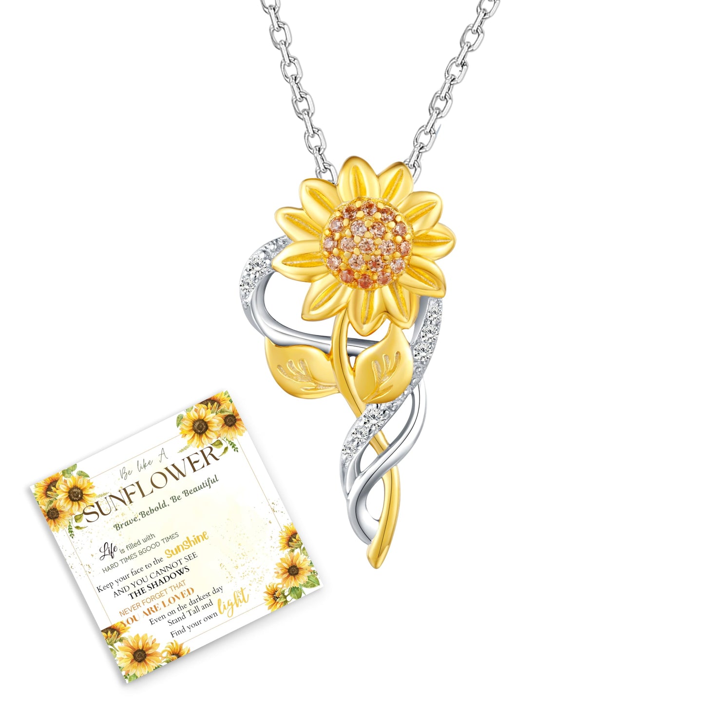 oGoodsunj Mothers Day Gifts Sunflower Necklace for Women Sterling Silver Sunflower Jewelry Set Anklet Bracelet Earrings You Are My Sunshine Pendant Gifts for Mom Daughter Wife (Sunflower Necklace)