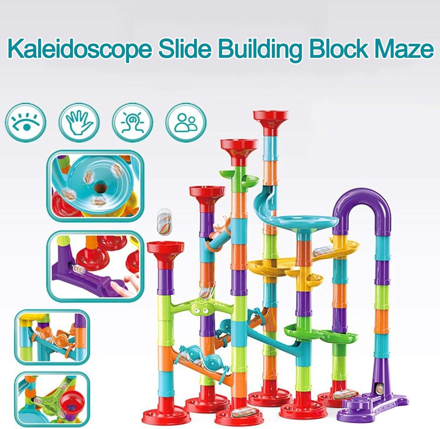 93Pcs Marble Run Set with 30 Glass Marbles Runs for Kids Girls Boys Toys Stem Maze Educational Race Game Birthday Gifts (LargeA)