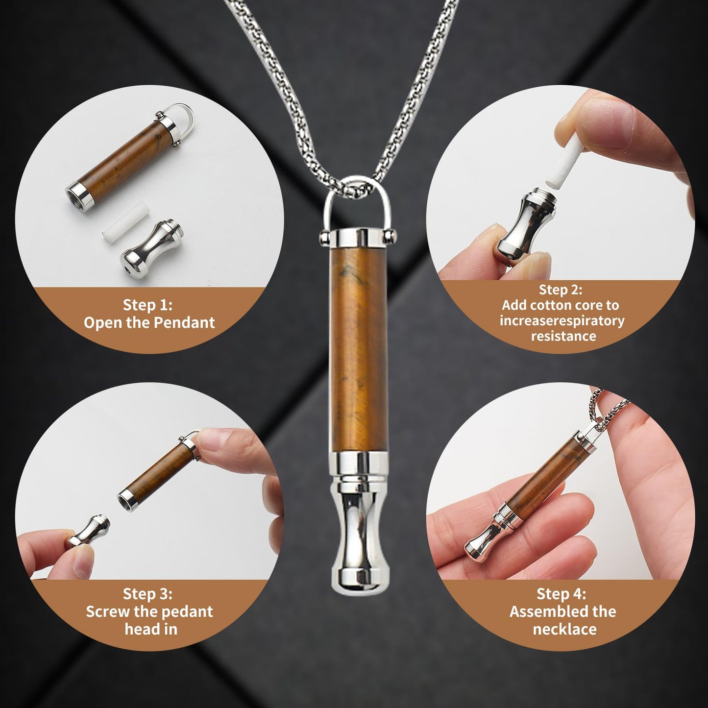 AD ADASTONE Breathing Necklace for Anxiety Relief Breathlink Anti Smoking Necklace Stop Smoking Aids Quit Vaping Tools for Smoking Cessation Fum Vaporless Inhaler for Natural Calm Stress Relief (Green Crystal)