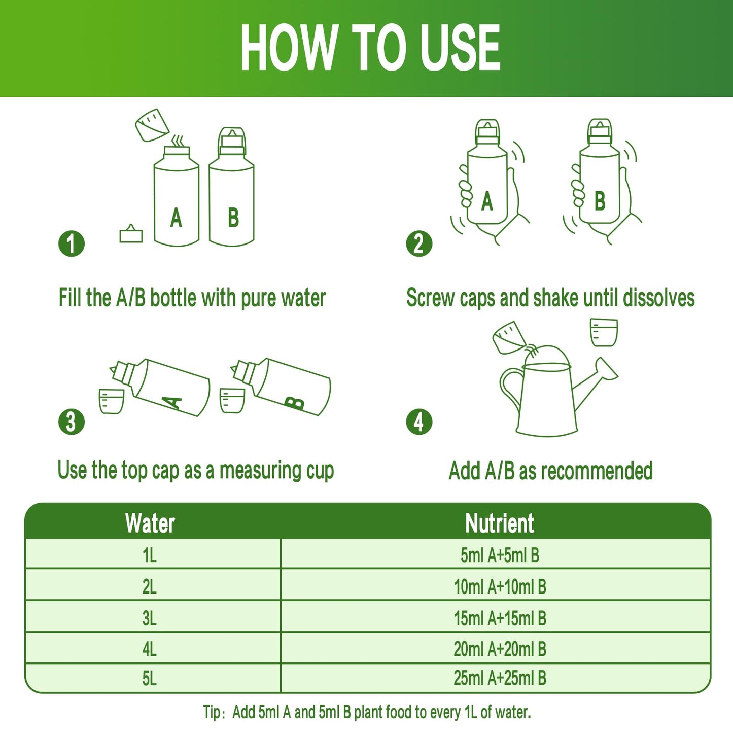 Hydroponic Nutrients, 800ML Hydroponic Plant Nutrients A and B, Universal A&B Indoor Plant Nutrients for Lush Growth of Indoor Plants, Vegetables, Fruits and Flowers