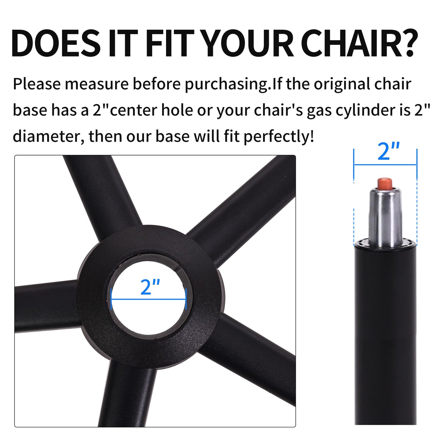Frassie Office Gaming Chair Metal Base Replacement with 5 Wheels Bell Glides Replacement, 28 Inch Heavy Duty 2500 Lbs Universal Computer Chair Stool Base Part (Black)