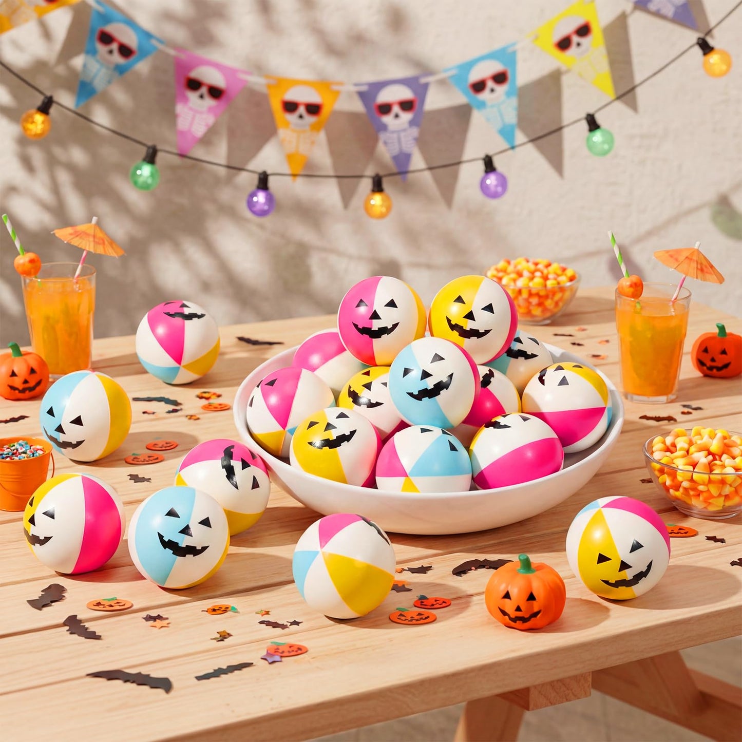 Roowest 24 Pcs Summer Halloween Stress Balls 2.5 Inch Mini Beach Stress Ball for Summer Halloween Party Favor Carnival Reward Beach Games