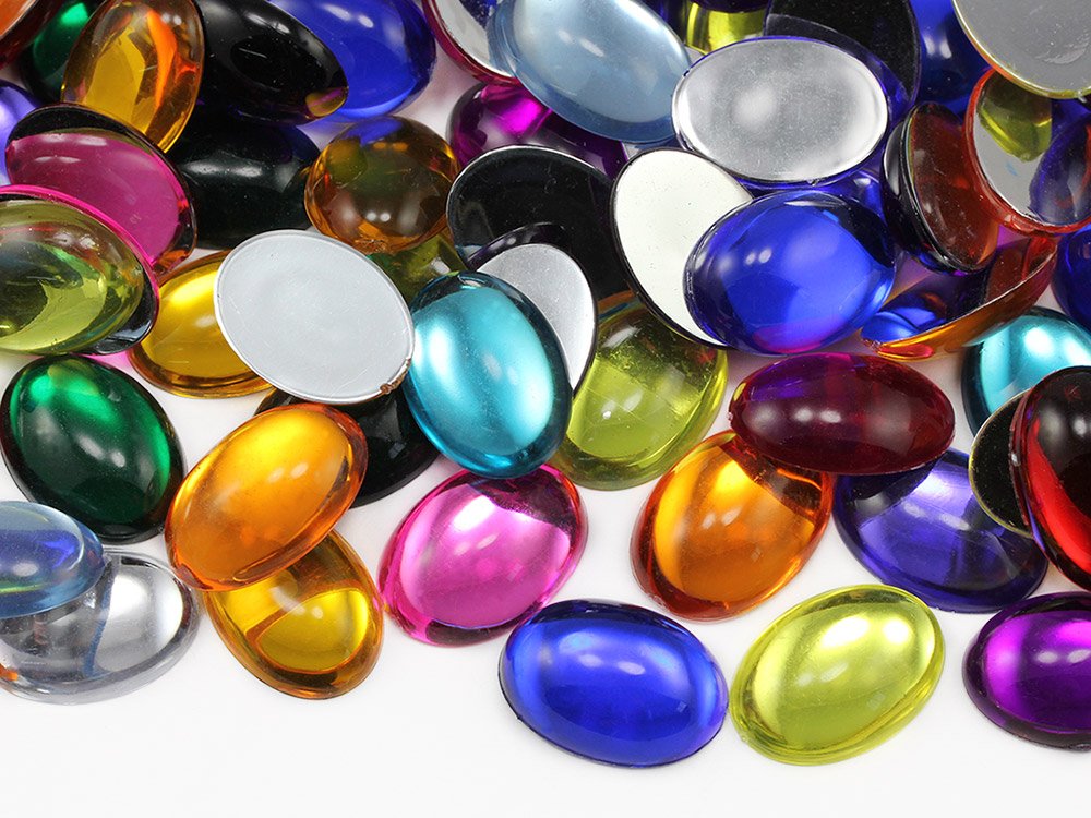40x30mm Large Flat Back Oval Acrylic Cabochons Rhinestones Plastic Gems Embellishments for Crafts, Costumes, Card Invitations, Jewelry, Cosplay - 4 Pieces (Pearl H310)