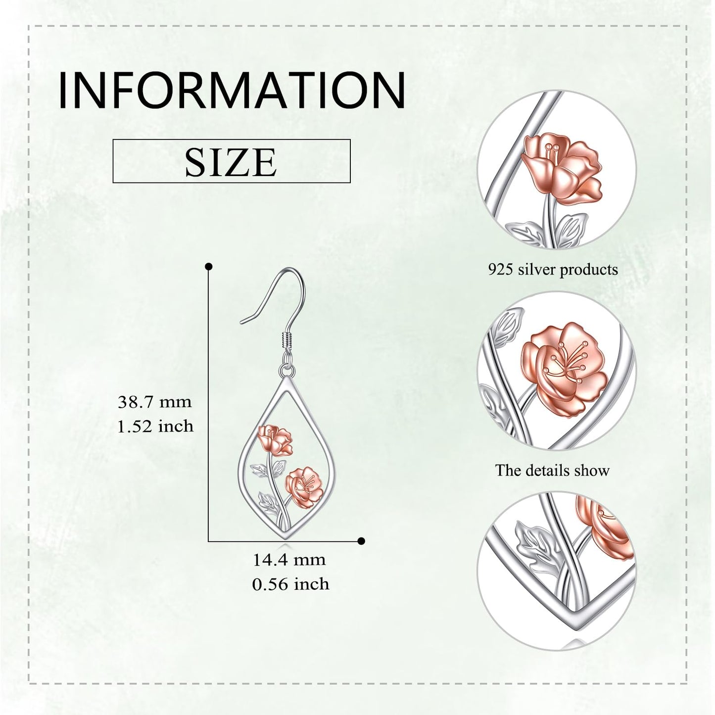 Poppy Earrings 925 Sterling Silver August Birth Flower Dangle Earrings Teardrop Jewelry Gifts For Women
