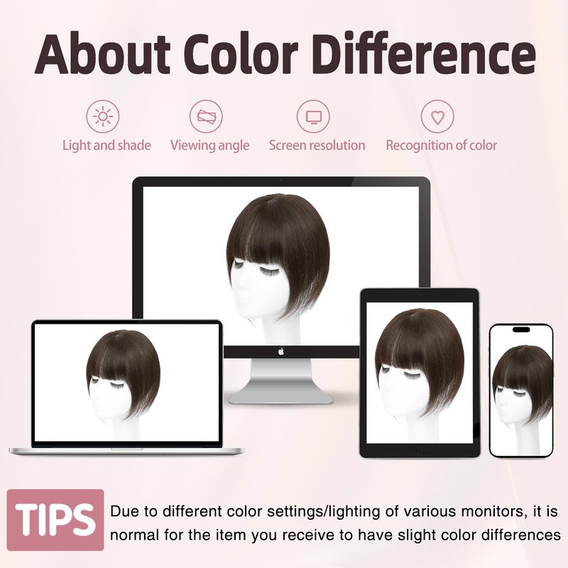 Wirctp Hair Toppers Bangs Hair Clip Real Human Hair 360°3D Cover Clip in Bangs for Woman with Thinning New upgraded realistic scalp Hairpieces for Daily Wear(Dark Brown)