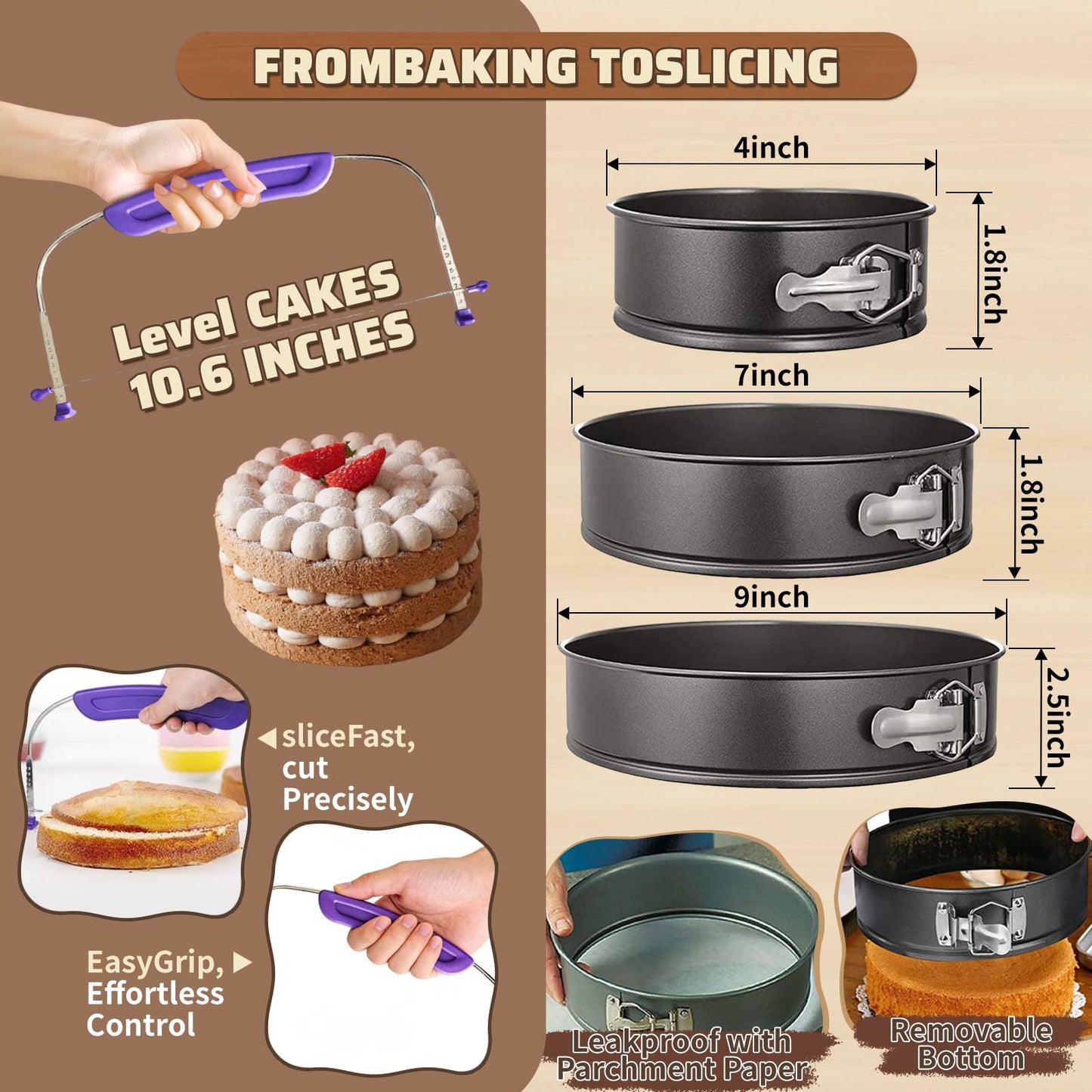 720PCS Cake Decorating Kit with Baking Supplies - Cake Turntable for Decorating with Baking Pans, Leveler, 24 Numbered Piping Tips, 2 Spatulas, Fondant Tools, Video Course, Pattern Chart & More
