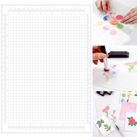 A4 Clear Photopolymer Sticky Mat for Stencil Stamp, Reusable Anti-Slip Grip Mat, Multi-Use Non-Slip Clear Photopolymer Craft Low Tacky Mat for Card Making Hold Your Cardstock in Place When Stamping