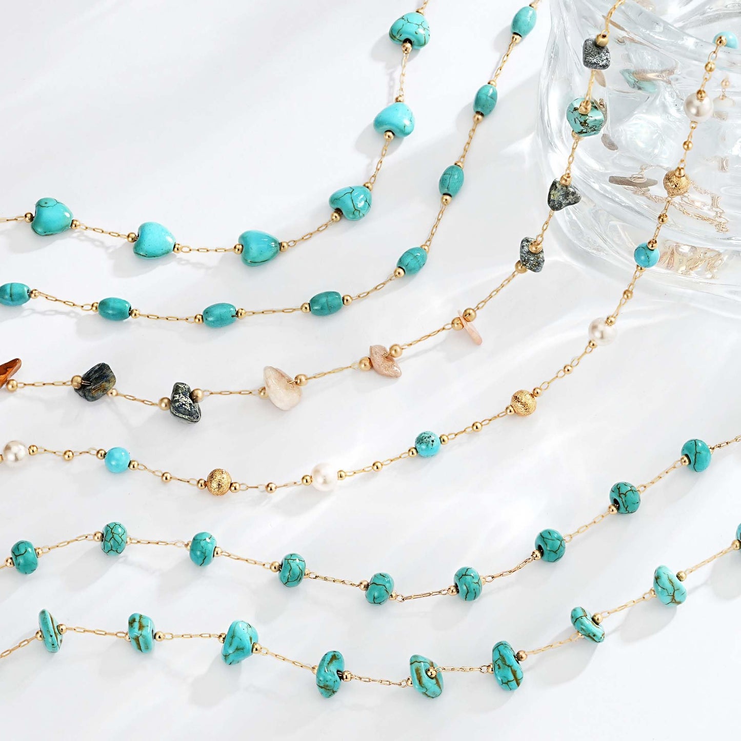 LOLAR RAY Turquoise Jewelry for Women - 14K Gold Plated Colorful Choker Boho Necklaces for Women Summer Beach Boho Choker Bead Gift