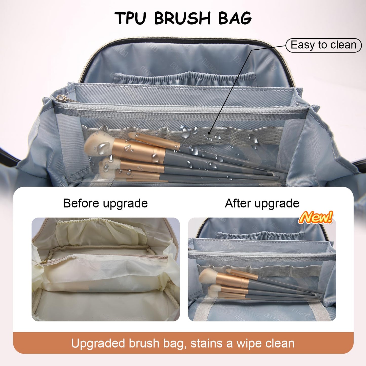 BOYATU Travel Makeup Bag for Women: 3-in-1 Modular Leopard Print Cosmetic Bag Set for 3-15 Day Trips - Waterproof Vegan Leather Toiletry Bag - Perfect for Party/Festival/Night Out - Gift Box - Brown