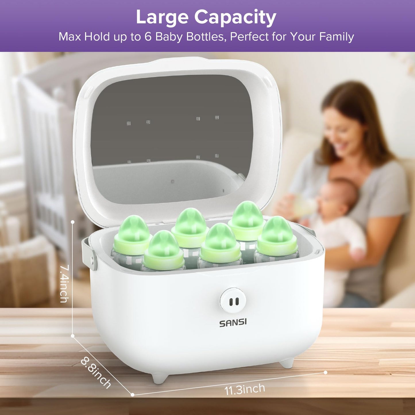 SANSI UV Light Sanitizer Box with 360° UVC Chips, Sanitizes in 5 Minutes 5.1L Large Capacity Sanitizer for Baby & The Whole Family (10W)