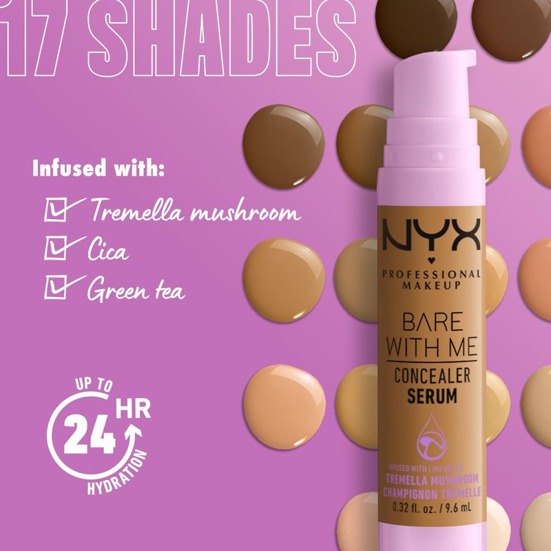 NYX PROFESSIONAL MAKEUP Bare With Me Concealer Serum, Concealer Makeup For Up To 24Hr Hydration - Fair