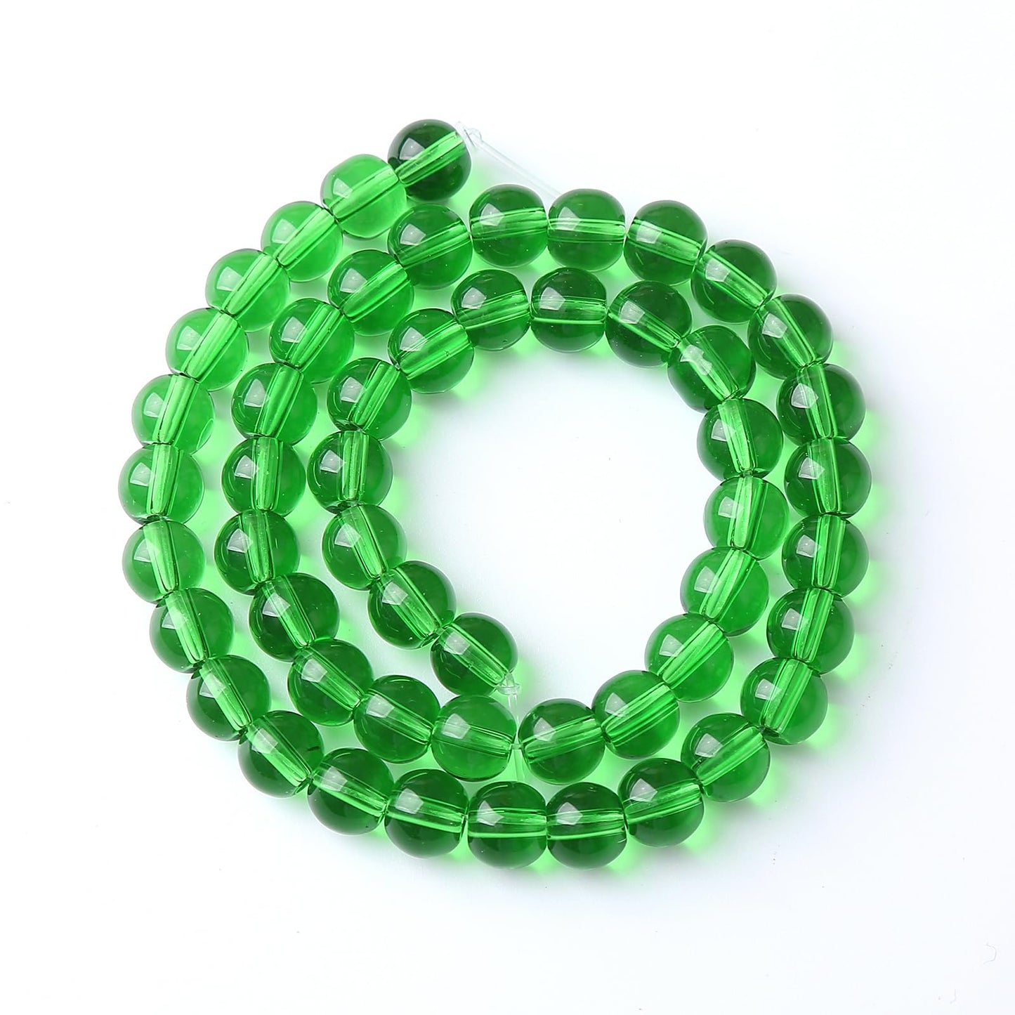 46pcs 8mm Smooth Green Crystal Glass Quartz Beads Round Loose Beads for Jewelry Making DIY Bracelet Necklace 15" Energy Healing Power Stone Beads(8mm, Green Crystal Glass)