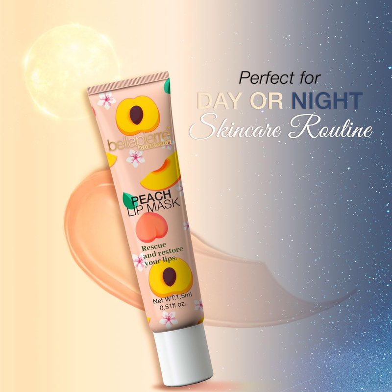 bellapierre Cosmetics Peach Lip Mask | Lip Plumping Mask with Hyaluronic Acid | Moisturizing Lip Balm for Daily Use