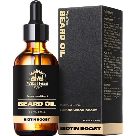 Waking Forest Beard Growth Oil with Biotin Bundle with Beard Oil Sandalwood