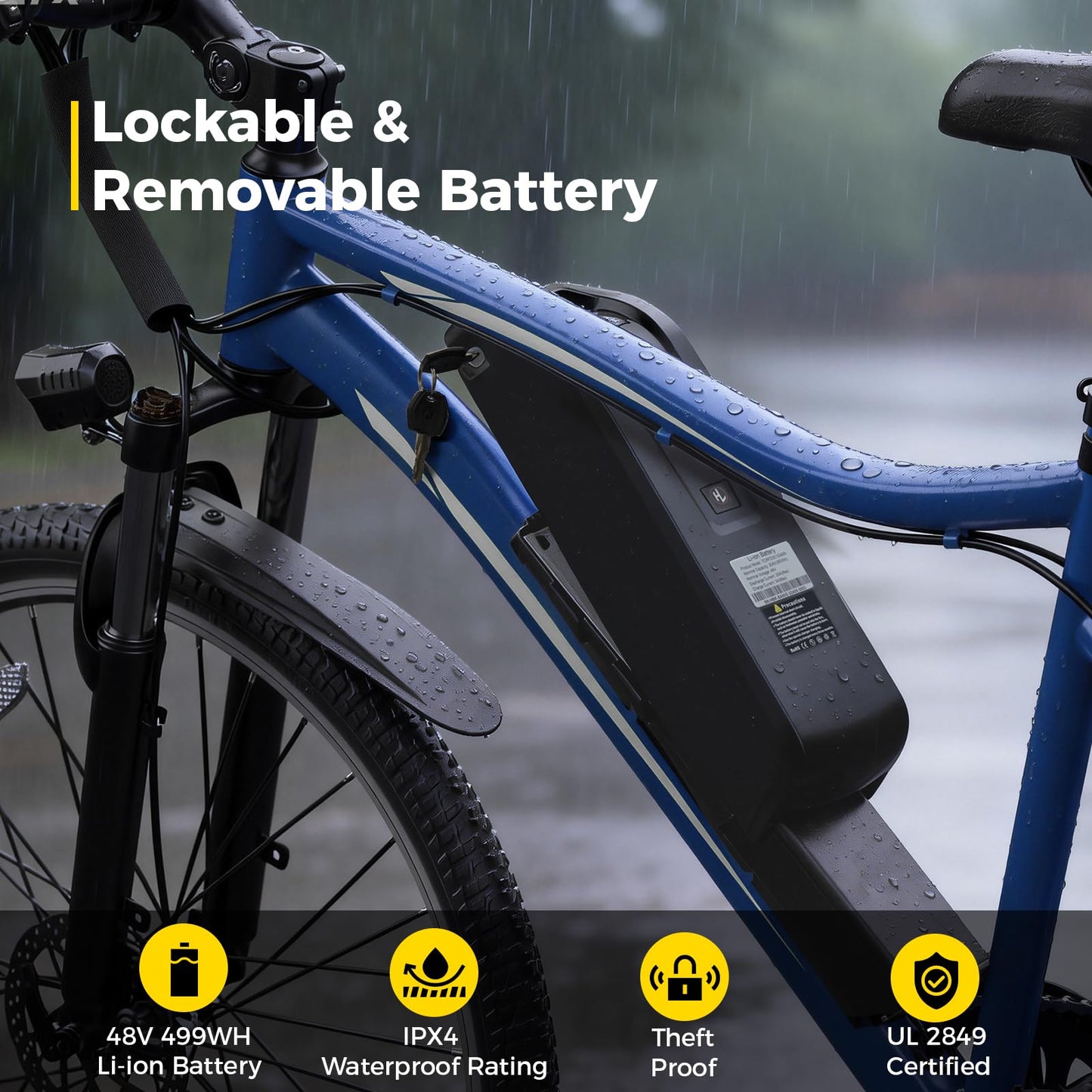 YOLOWAY Electric Bikes for Adults, 27.5" E Bikes for Adults with 1200W Peak Motor, 28 MPH, 50+ Miles Range Electric Bicycle, E Mountain Bike with 48V 10.4AH Removable Battery (deep Blue)