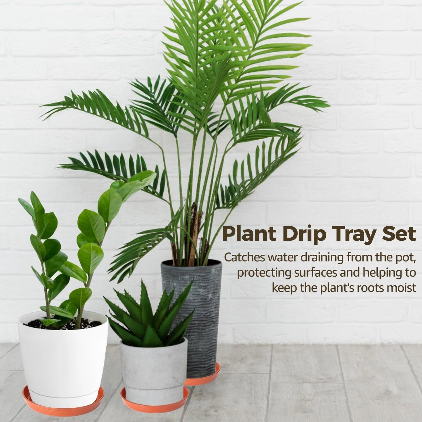 15 Pcs Terracotta Plant Saucer Pots Tray, 6.3/7.09/7.95/9.29/10.04 Inch Round Plastic Plant Saucers, Terracotta Plant Drip Trays with 3 Gardening Tools,Flower Pot Tray for Indoor Outdoor Plants