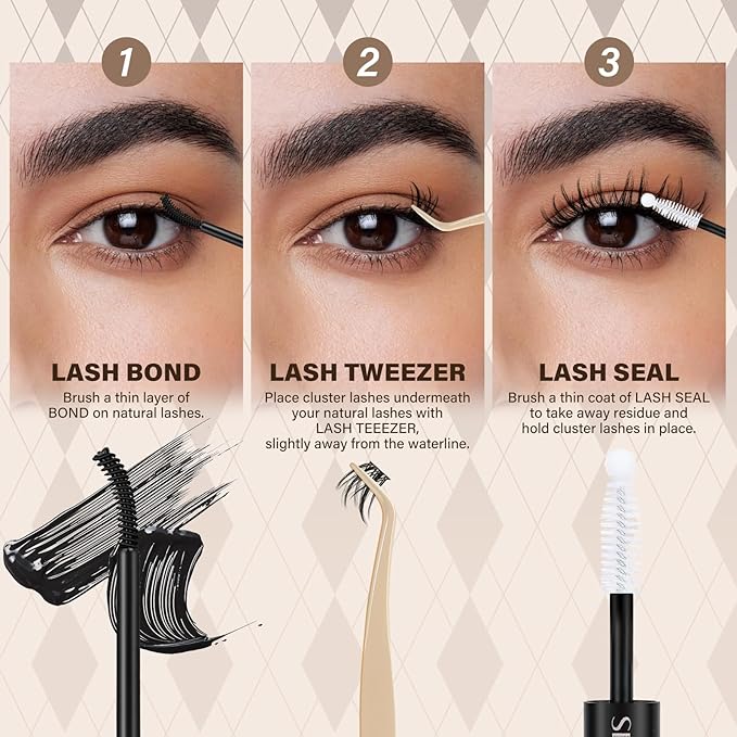 JMS&JMS Wispy Lash Clusters Kit Individual False Eyelashes Extension Set, Manga Lashes Eyelash Clusters Kit with Lash Bond and Seal Eyelash Applictor Lash Remover (JMS05-CC-8-18Mix)