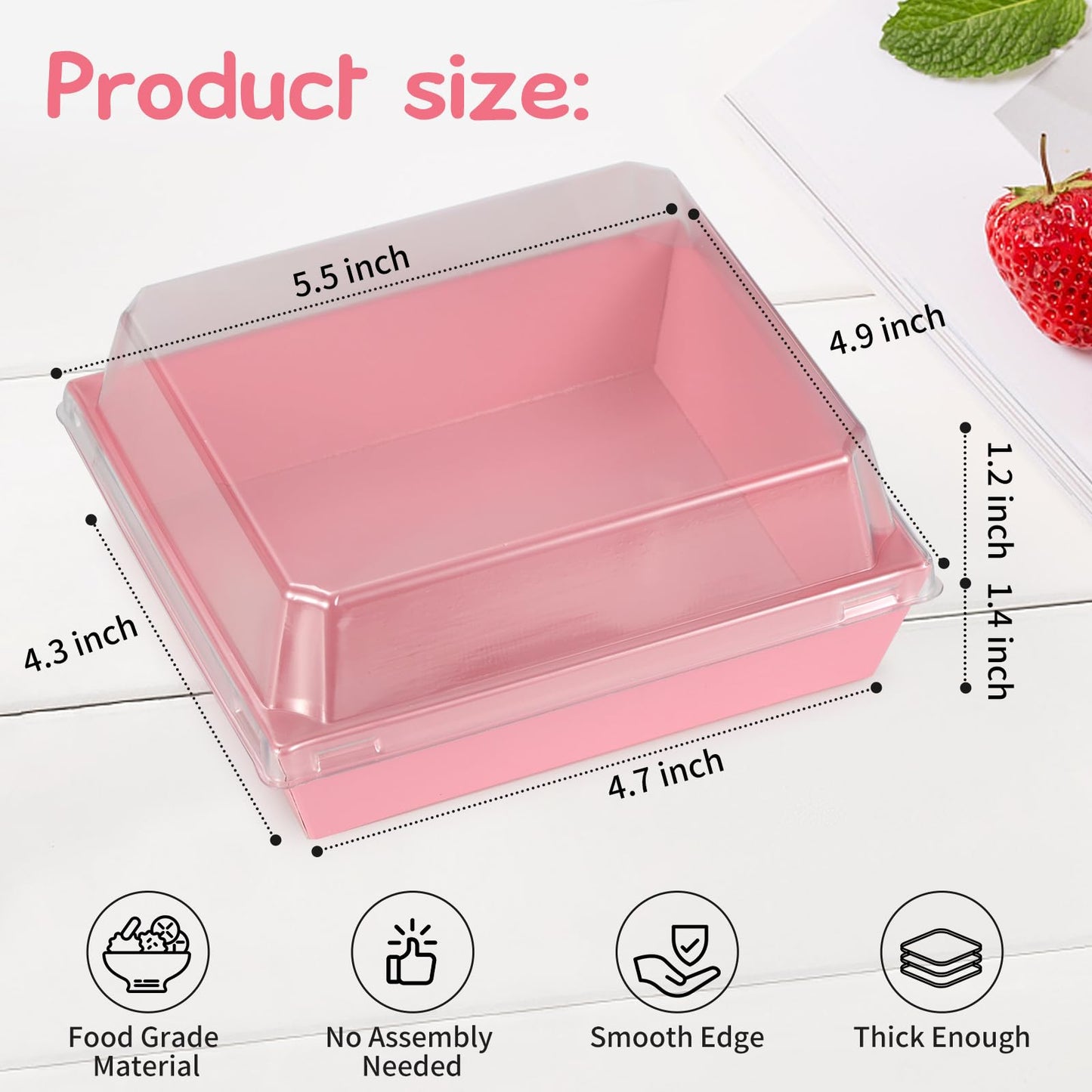 20 Pack Charcuterie Box with Lids, Pink Square Cookie Disposable Paper Food Containers to Go Bakery Boxes for Strawberries, Cake Slice, Desserts, Donuts, Valentine, Wedding, Home Use & Outdoors