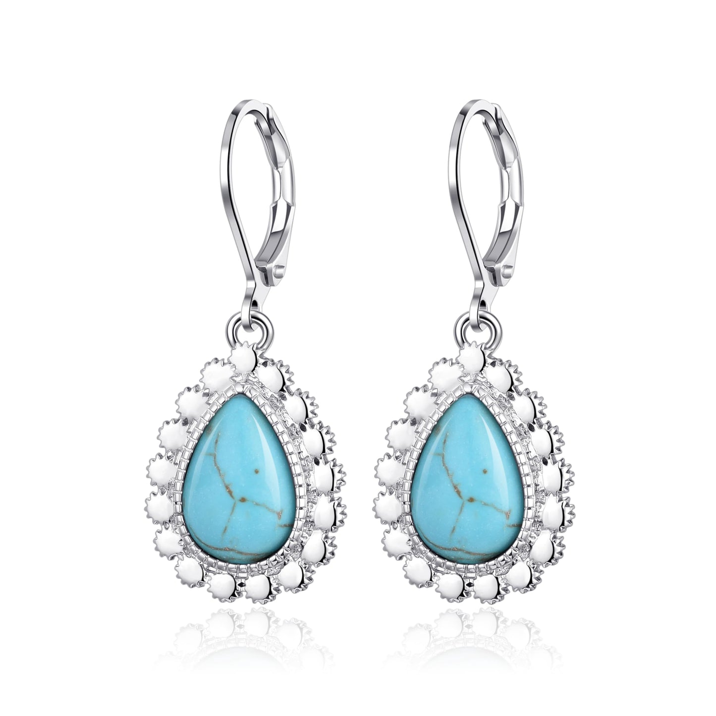 HELORET Turquoise Leverback Earrings for Women, Turquoise Drop Earrings Leverback Healing Stone Earrings Jewelry