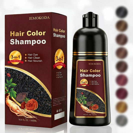 Dark Wine Red Hair Dye Shampoo, 100% Gray Hair Coverage for Men & Women, Instant and Long-lasting Hair Color Shampoo in Minutes, 3 in 1 Pure Plant Extract Natural Hair Dye Kit for All Hair Types
