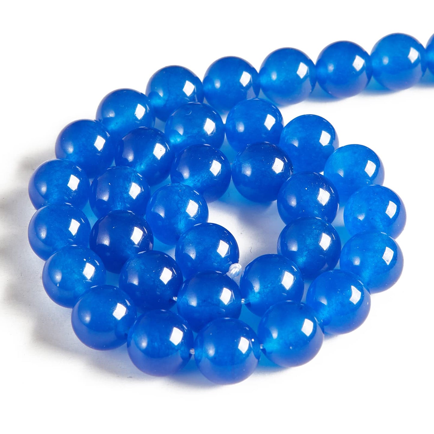 60pcs 6mm Blue Chalcedony Beads Natural Gemstone Beads Round Loose Beads for Jewelry Making