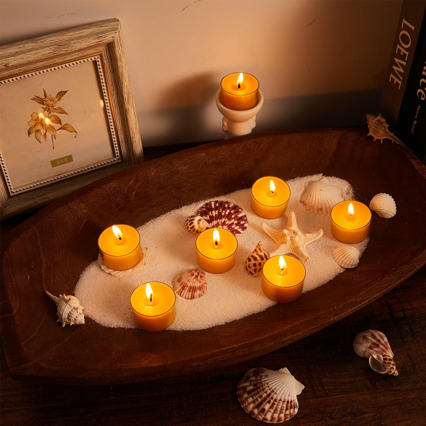 Beeswax Candle Set - 24 Pack 6H Tea Lights + 12 Pack 8H Taper Candles + 3 Pack Pillar Candles | Unscented Dripless Smokeless Clean Burning Long Lasting Candles