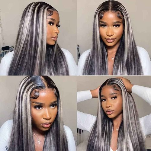 Habiliana Bundles Human Hair 26 28 30 Inch Straight P1B/GREY Human Hair Bundles 11A Unprocessed Brazilian Virgin Quick Weave Hair Extensions for Black Women