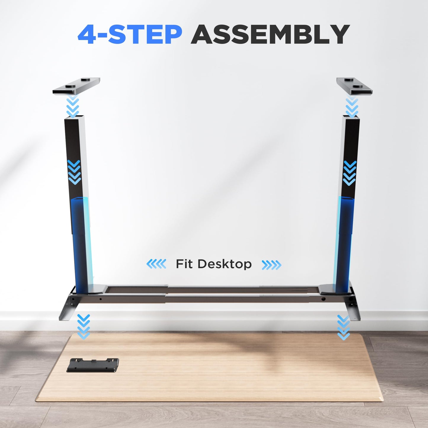 ZTTEN Dual Motor Electric Standing Desk Frame - 300 lbs Heavy Duty, 3 Memory Height Presets - Sit Stand Desk Frame, Computer Height Adjustable Desk Legs & Base for 43.3"–63" Desktop, Black Frame Only
