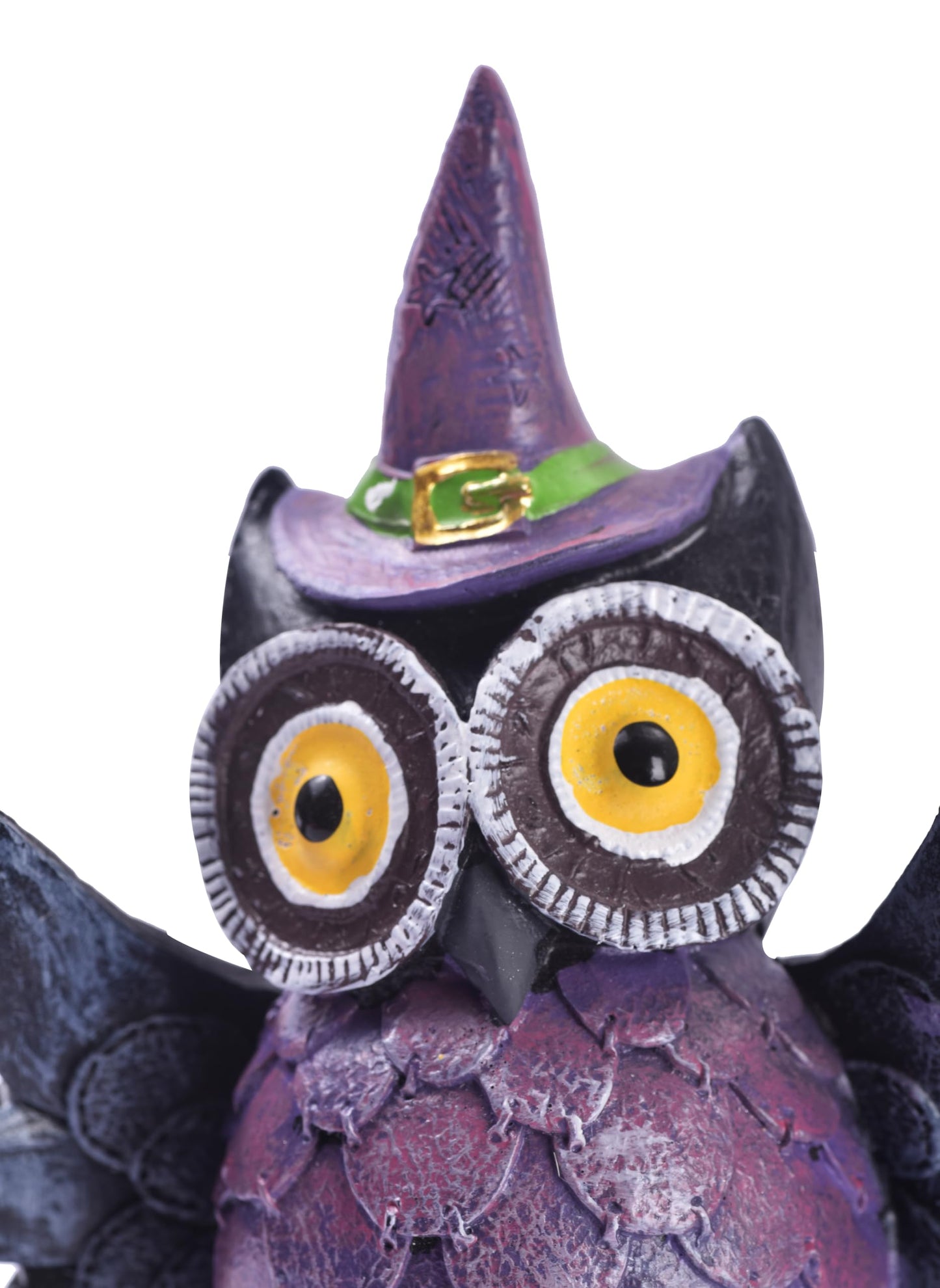 voiyio Resin Owl Statue Decor Home Indoor Halloween Party Decoration Figurine with Witch Hat Room Table Decoration Aesthetic Works of Art of Plastic (Purple)
