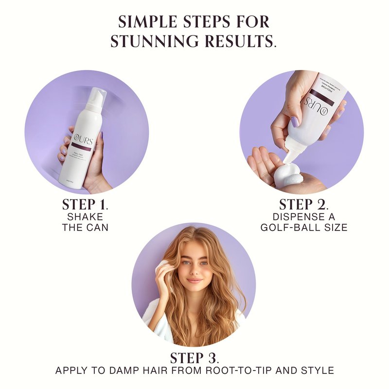 hOURS haircare Full-Time Plumping Mousse for Women | Professional Volumizing No Crunch Foam Long-lasting Volume Body & Bounce | Sulfate, Paraben, & Cruelty Free, Award-Winning Styling Product | 6 oz
